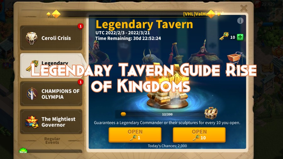 Legendary Tavern Guide Rise of Kingdoms