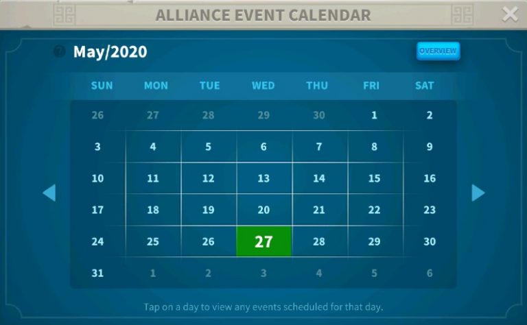 Rise Of Kingdoms alliance Event Calendar