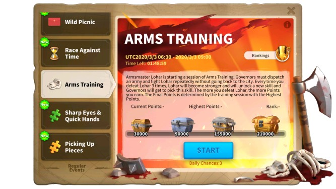 Rise of Kingdoms Arms Training