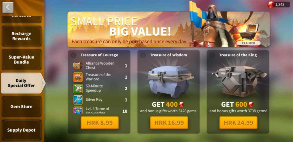 Rise of Kingdoms Daily Special Offers
