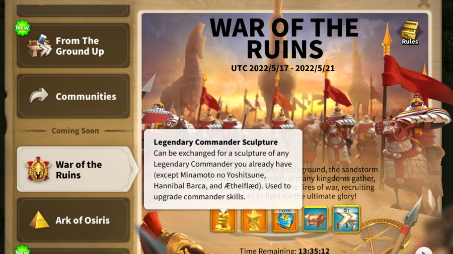 War of the ruins Rewards